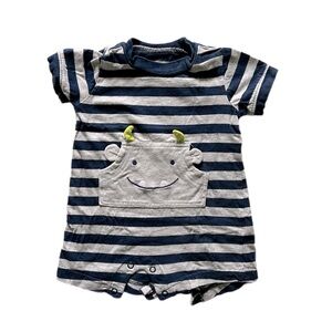 CARTER’S Monster Striped Onesie Shorts Bodysuit Size 3-6 Months